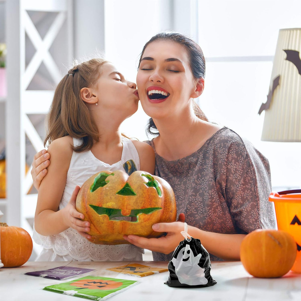 Small Halloween Treat Bags, 72 Pack, Drawstring Halloween Bags