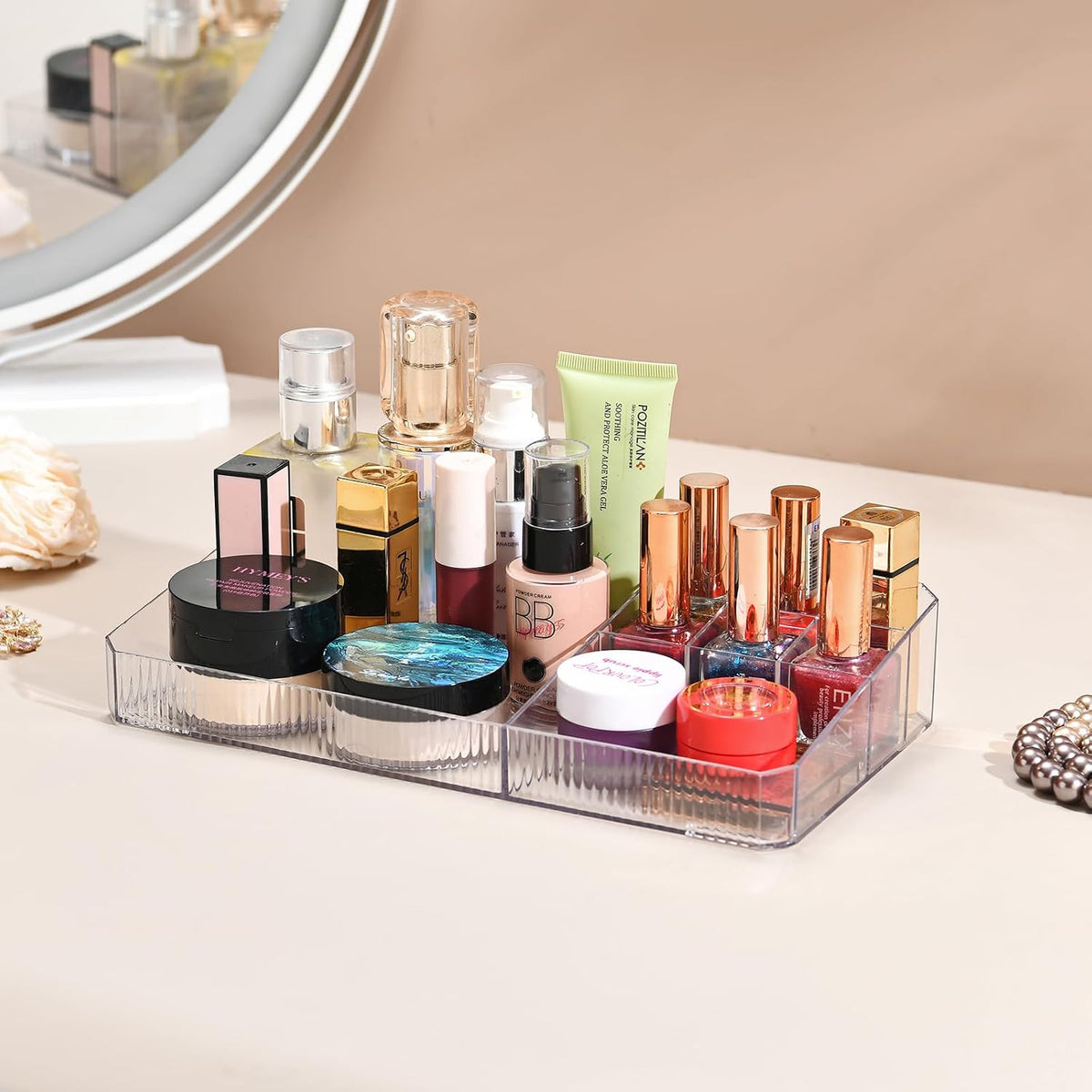 Stackable Storage Drawers, Acrylic Storage Rack, Cosmetics and Beauty Products Organizer, Suitable for Makeup Room, Bathroom, Pantry, Home Bedroom Storage