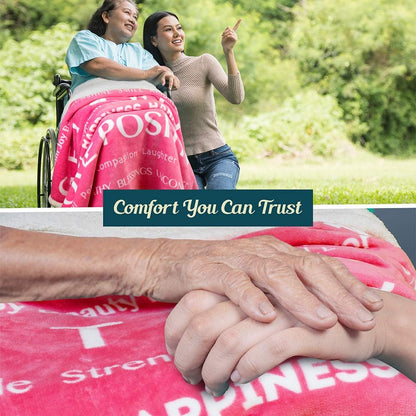 Healing Sherpa Throw Blanket, Get Well Soon Gift, Pink
