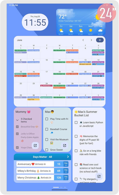 Digital Calendar Wall Touch Screen, Wall Calendar, (24/32 Inch Smart Digital Calendar Family Schedules, Meal Planning, Business Chore Chart/) (24 Inch)
