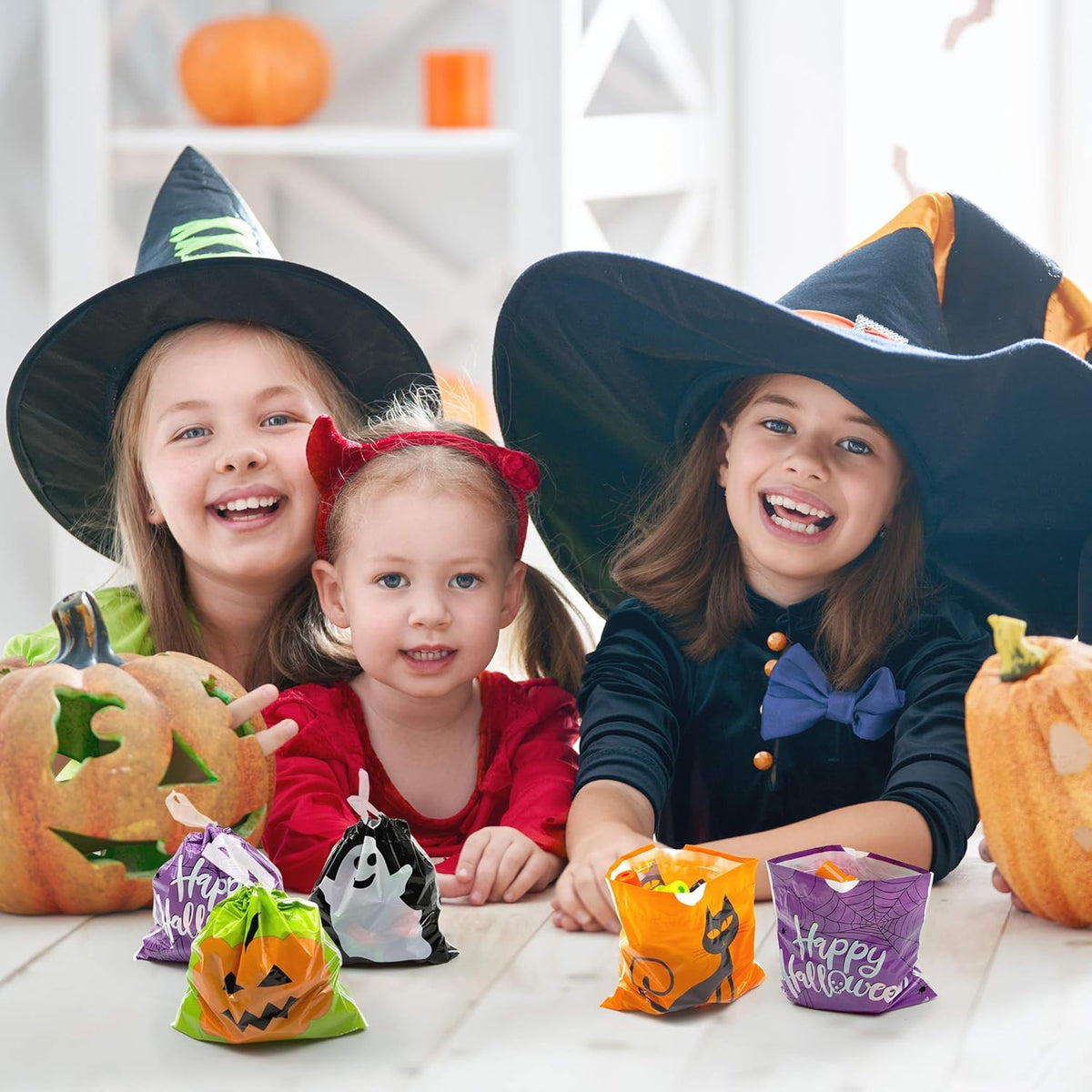 Small Halloween Treat Bags, 72 Pack, Drawstring Halloween Bags