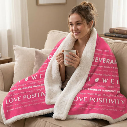 Healing Sherpa Throw Blanket, Get Well Soon Gift, Pink