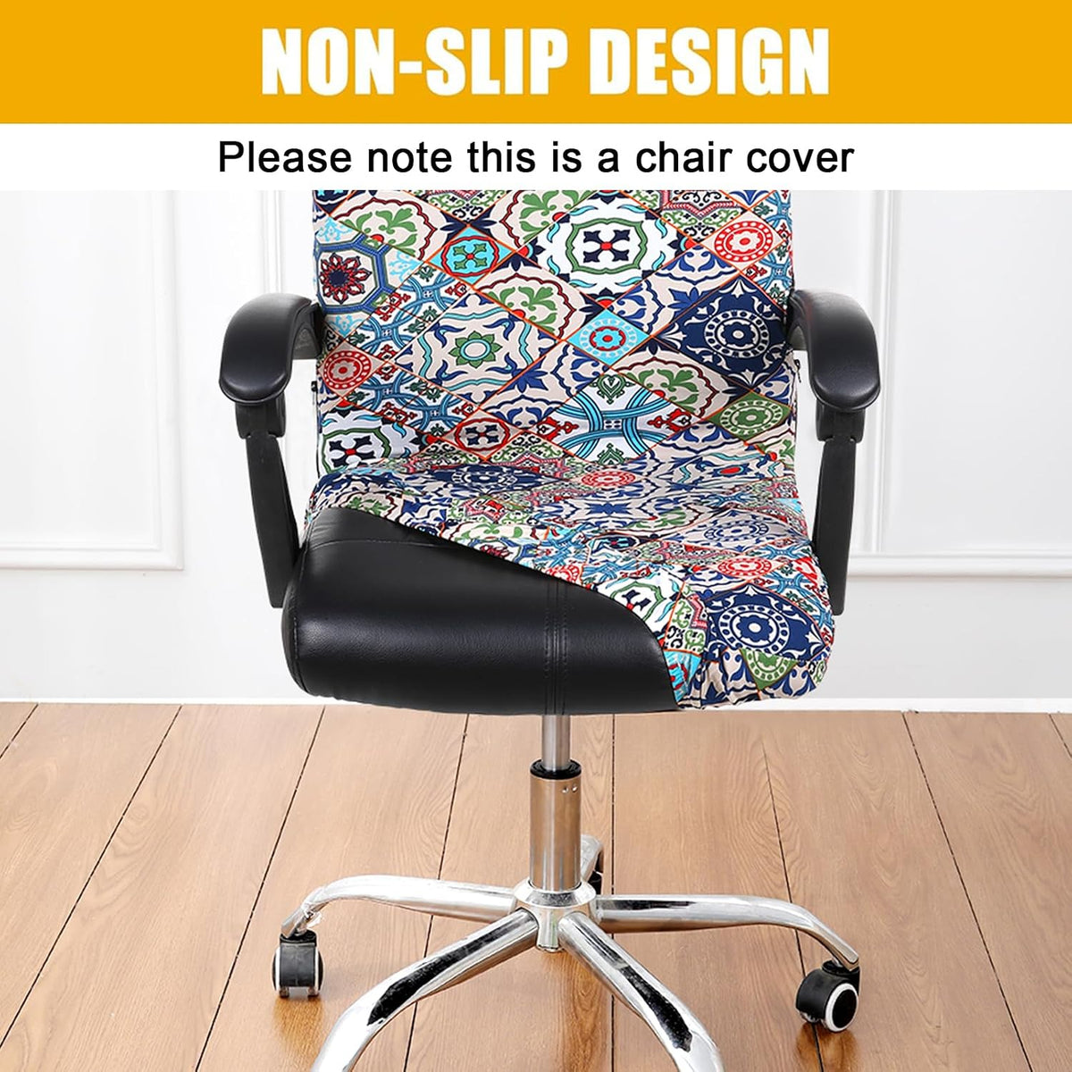 Stretch Printed Office Computer Desk Chair Covers, Colorful