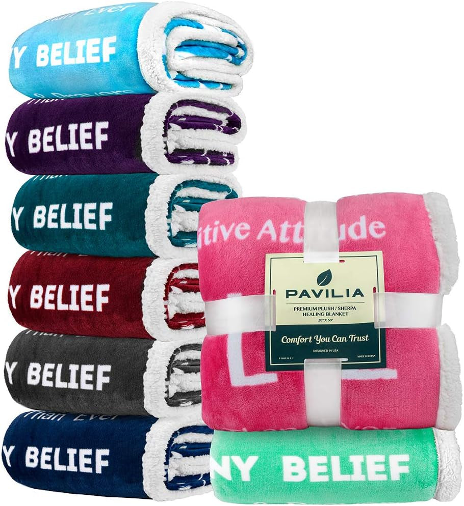 Healing Sherpa Throw Blanket, Get Well Soon Gift, Pink