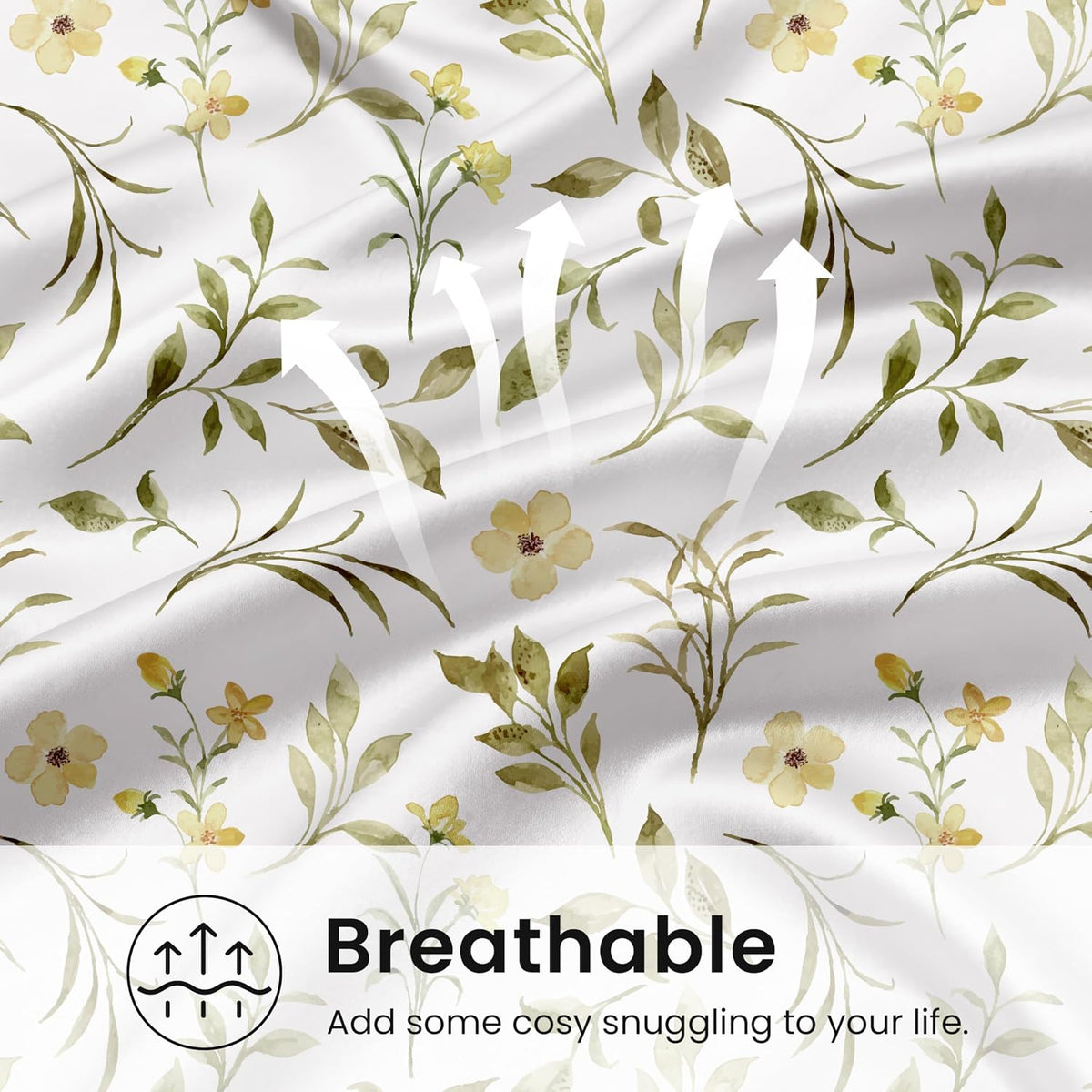 Satin Pillowcase for Hair and Skin Queen - Printed Yellow Sprig