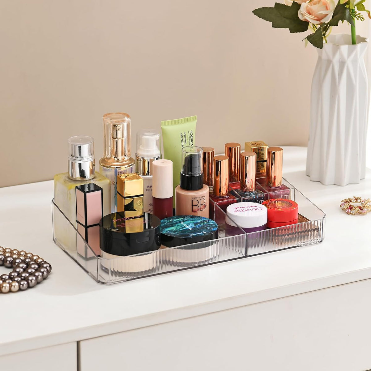 Stackable Storage Drawers, Acrylic Storage Rack, Cosmetics and Beauty Products Organizer, Suitable for Makeup Room, Bathroom, Pantry, Home Bedroom Storage