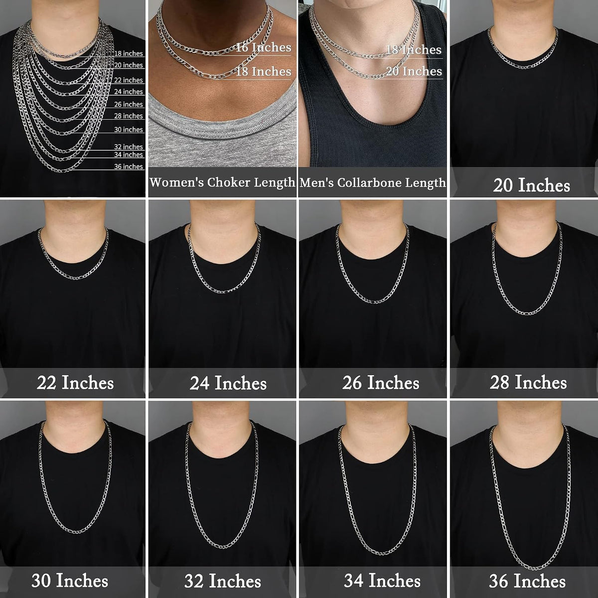 24K Gold Plated Figaro Chain Stainless Steel Necklace Men Women