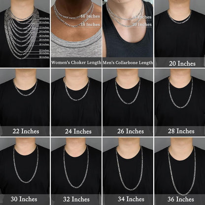 24K Gold Plated Figaro Chain Stainless Steel Necklace Men Women