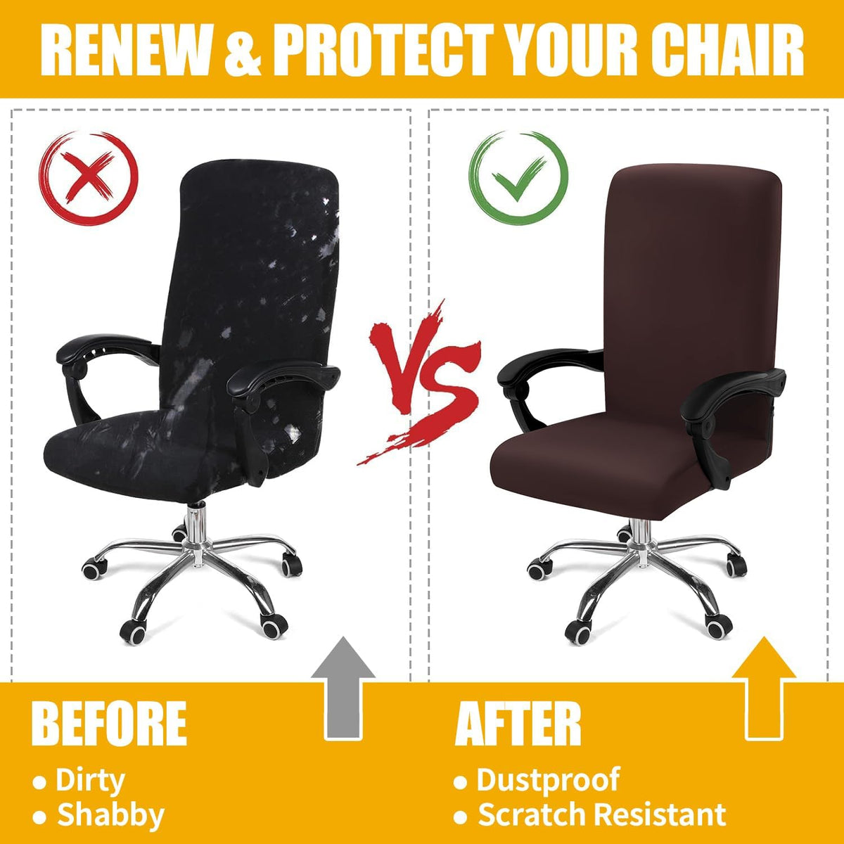 Stretch Printed Office Computer Desk Chair Covers, Brown