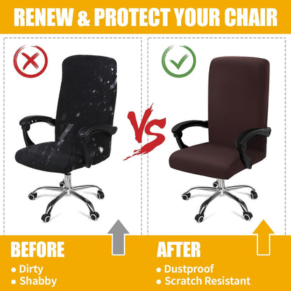 Stretch Printed Office Computer Desk Chair Covers, Brown