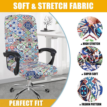 Stretch Printed Office Computer Desk Chair Covers, Colorful