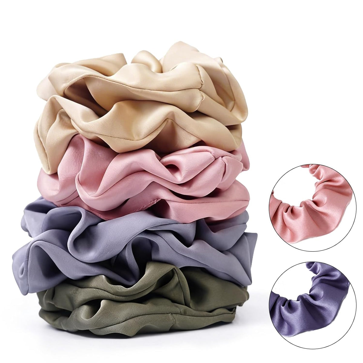Satin Scrunchies for Women – 8PCS Morandi Neutral Silk Hair Ties – No Crease, Frizz-Free, Elegant & Minimalist Hair Bands for Thick & Thin Hair, Sophisticated Hair Accessories Gifts