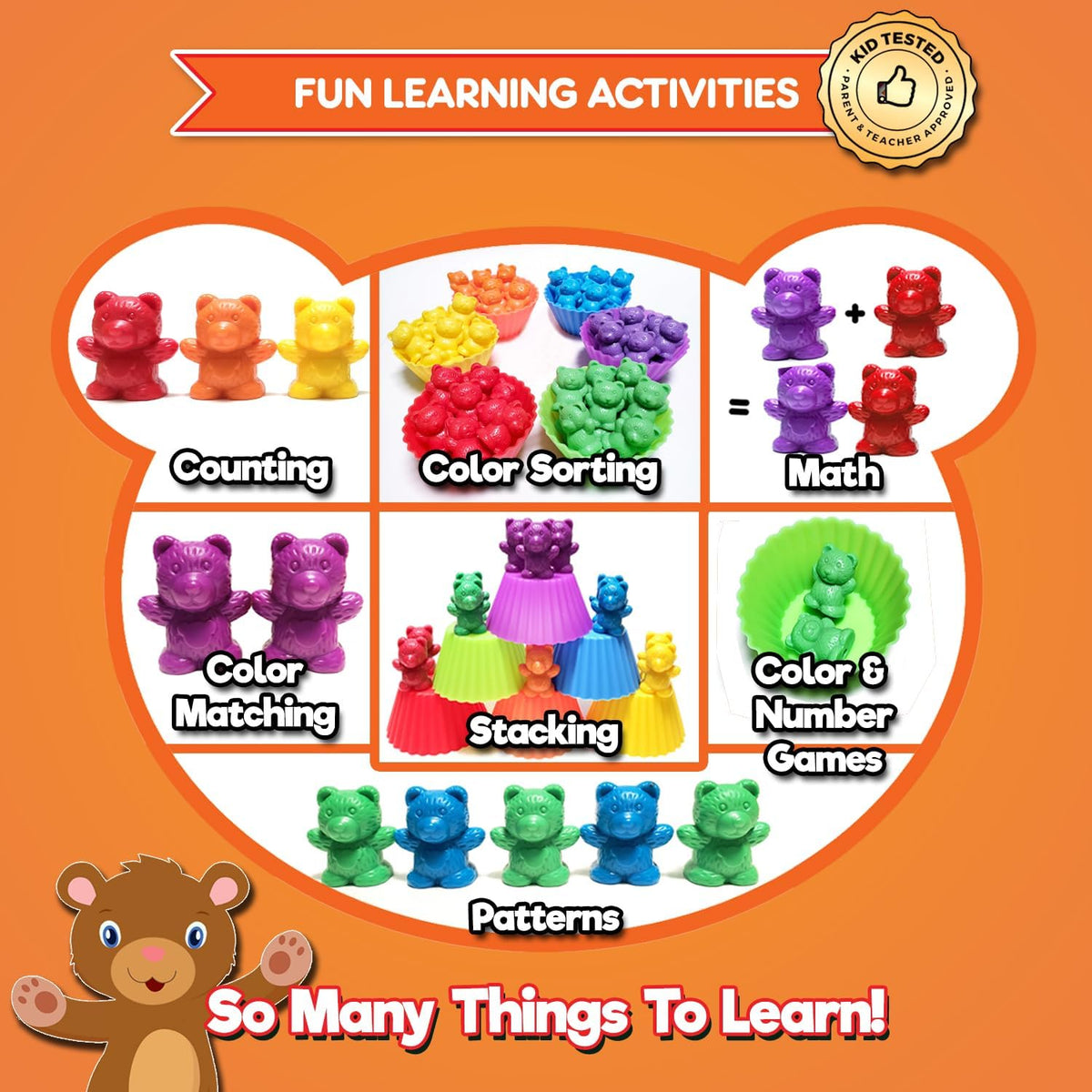 Cute & Cuddly Counting Bears - Sort, Count, Match & Play with 48Pc + Ebook