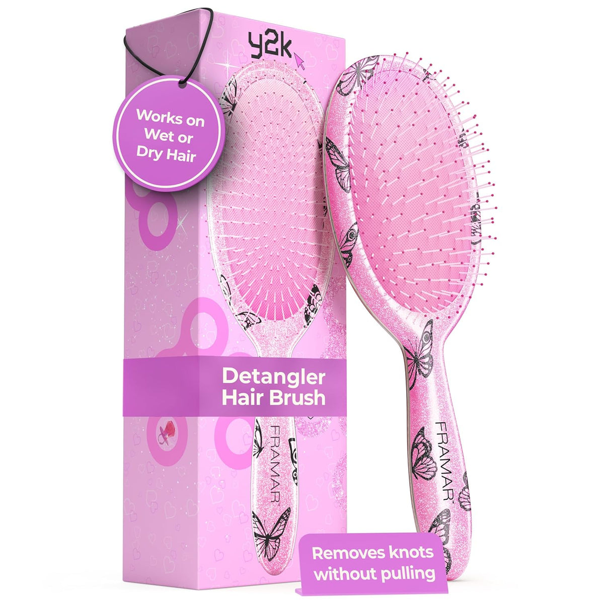Y2K Print Hair Brush Detangler, Wet Hair Brushes for Women