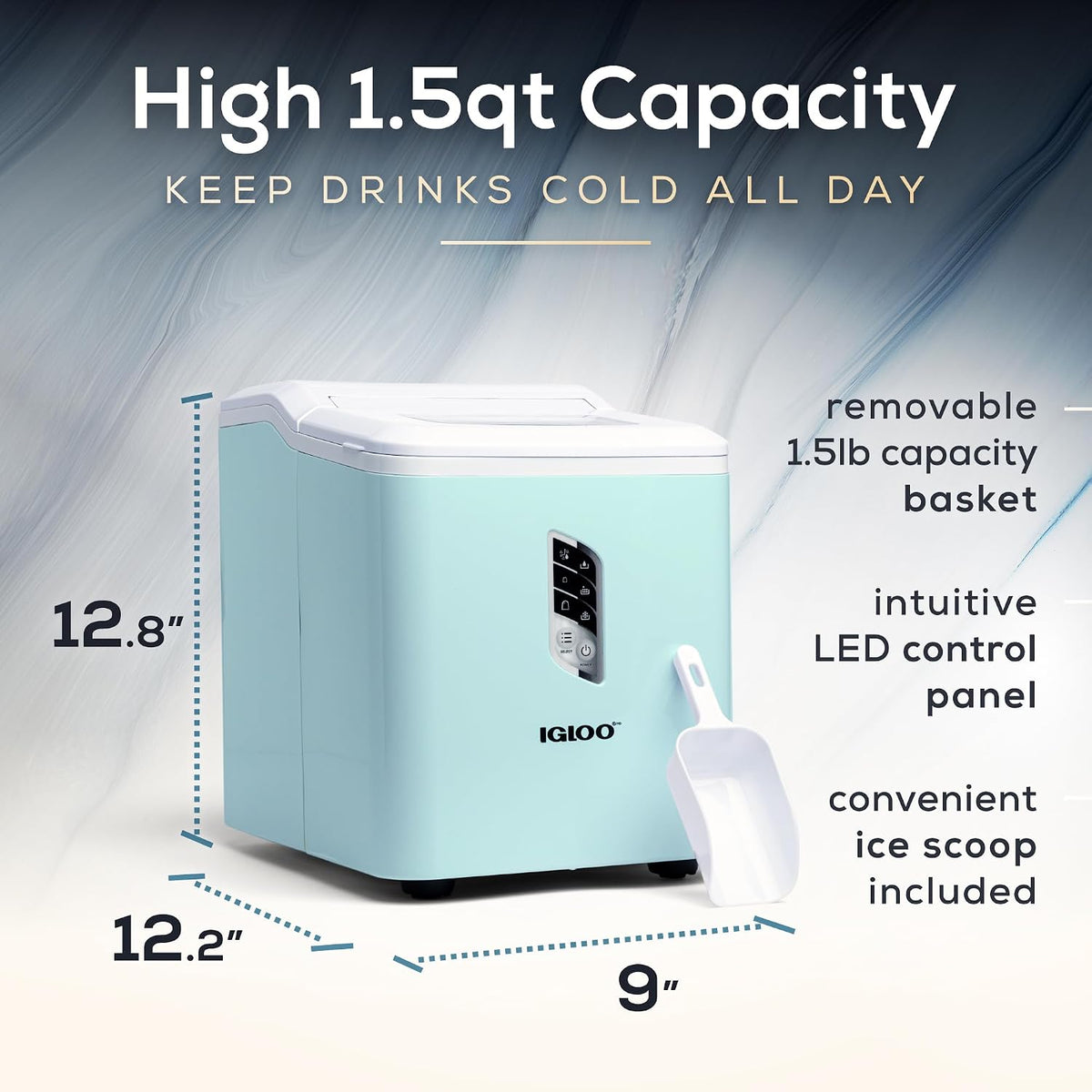 Igloo Ice Maker Countertop, Portable Ice Maker, 26Lbs, Aqua