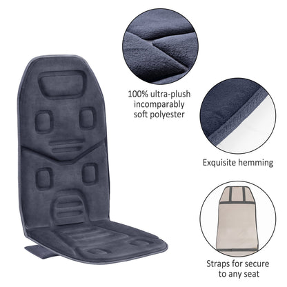 Vibration Massage Seat Cushion, 10 Motors Back Massager with Heat Chair Pad, Deep Gray
