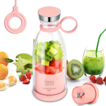 Portable Juicer Blender, 350Ml Rechargeable Electric Blender for Fresh Juice, Fruit & Milkshakes, Bpa-Free, Easy Clean, Compact Travel Cup for Gym, Office, Home（Pink）