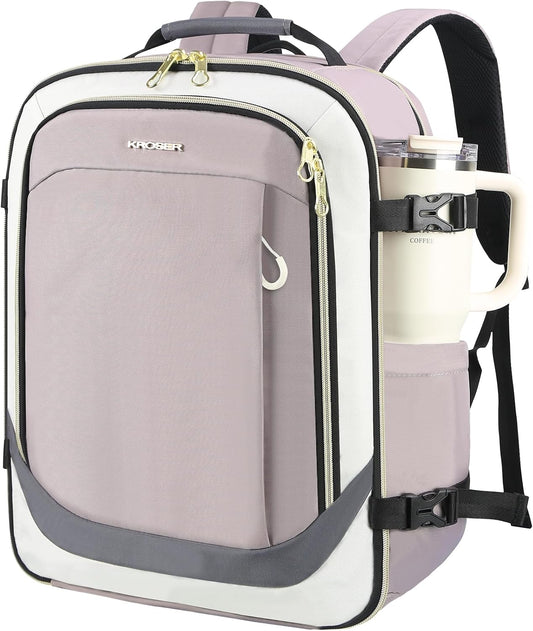 Laptop Backpack Computer Backpack 17 Inch Men-Beige/Dusty Pink/Grey