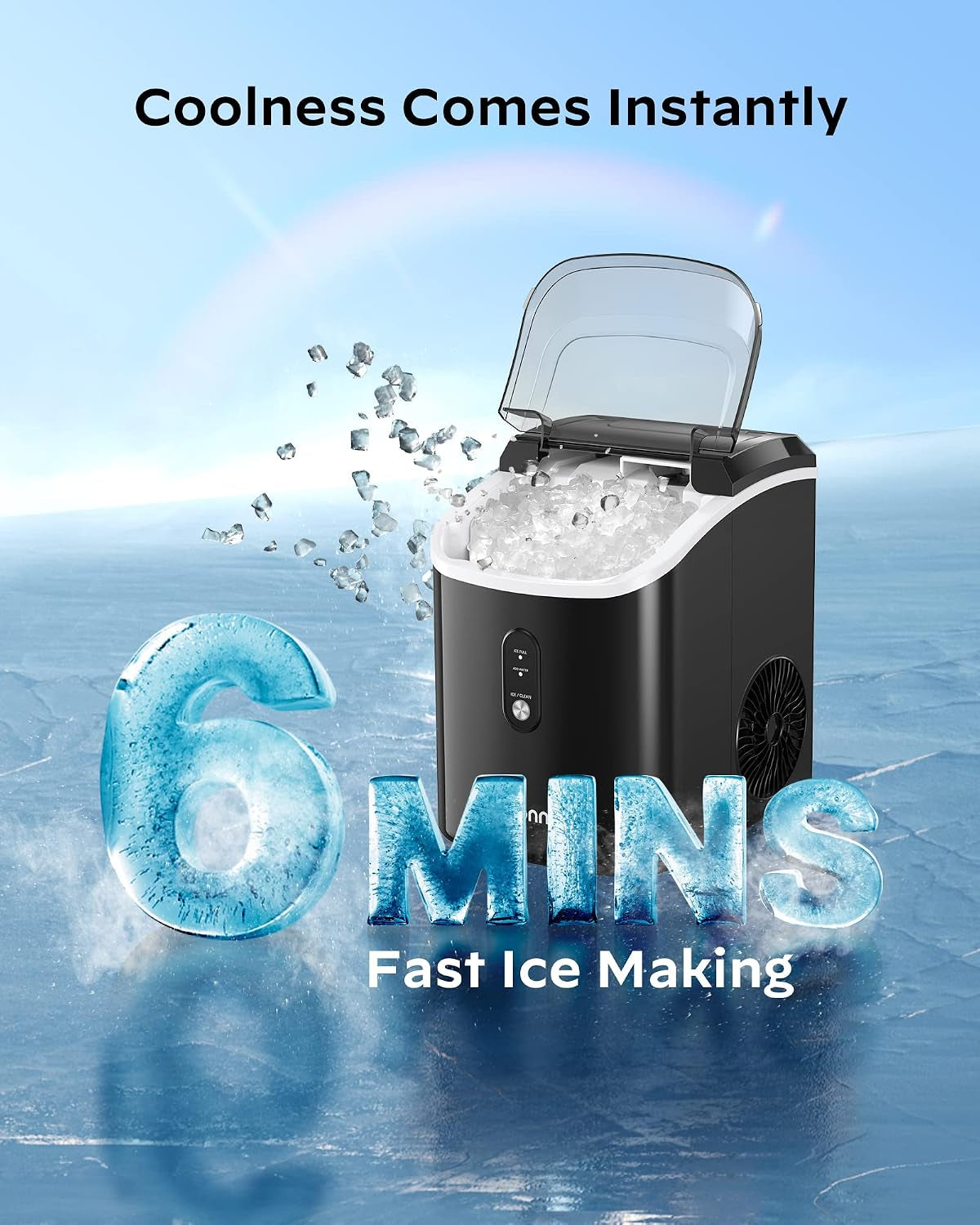 Nugget Ice Maker Countertop - 33Lbs/24H,  Pebble Ice Maker Machine with Self-Cleaning Function, Ice Makers for Home Kitchen Office
