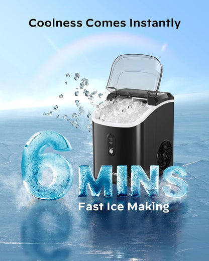 Nugget Ice Maker Countertop - 33Lbs/24H,  Pebble Ice Maker Machine with Self-Cleaning Function, Ice Makers for Home Kitchen Office