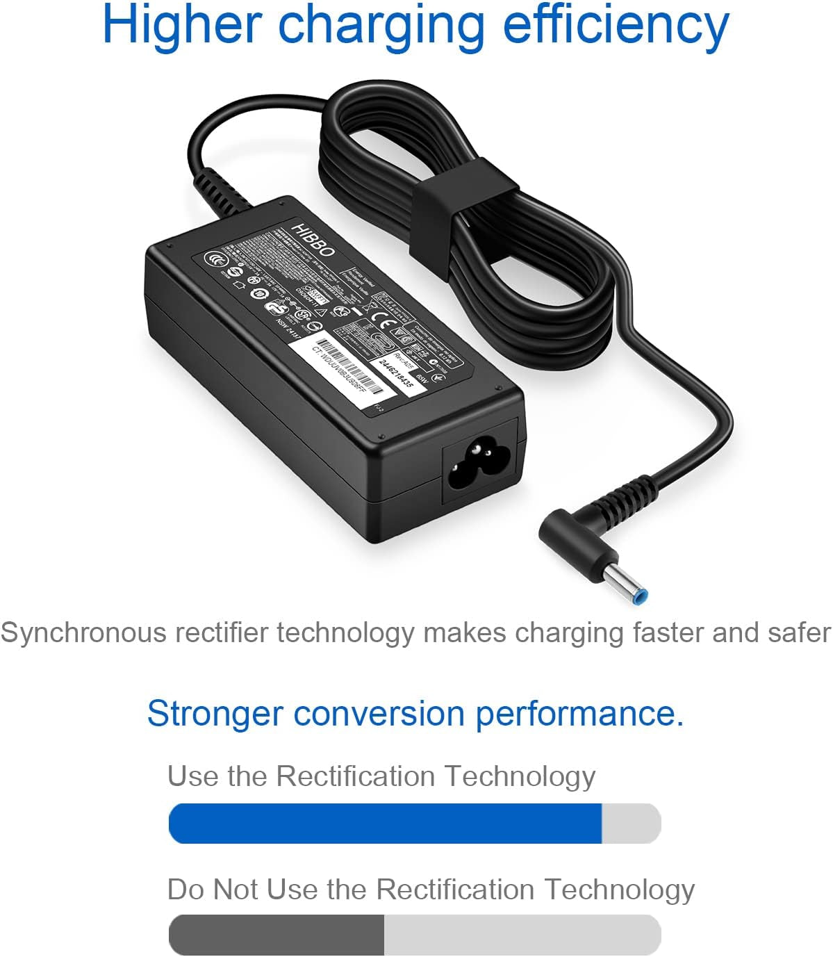 Charger Compatible with HP Laptop Computer 65W 45W Smart Blue Tip Power Adapter