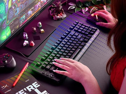 Hyperx Eve 1800 – Gaming Keyboard, 1800 Form Factor,10 Zone Customizable RGB Lighting, Built-In Media Buttons, Membrane Switches, – Black