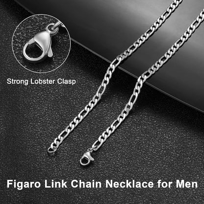 24K Gold Plated Figaro Chain Stainless Steel Necklace Men Women