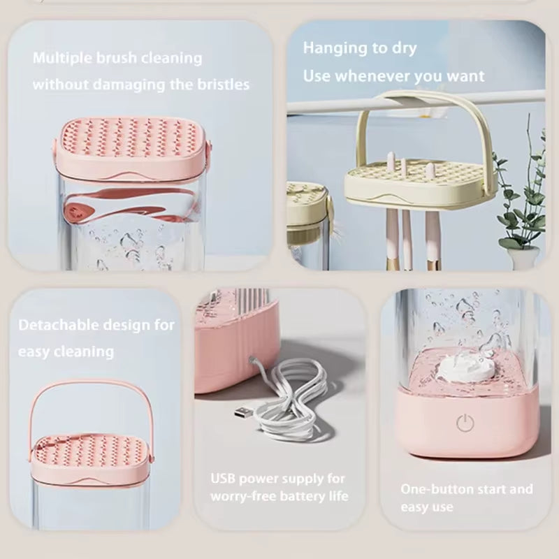 3 in 1 Electric Makeup Brush Cleaner USB Plug Automatic Spinner Makeup Brush Holder Automatic Makeup Brushes Deep Clean Dry Tool