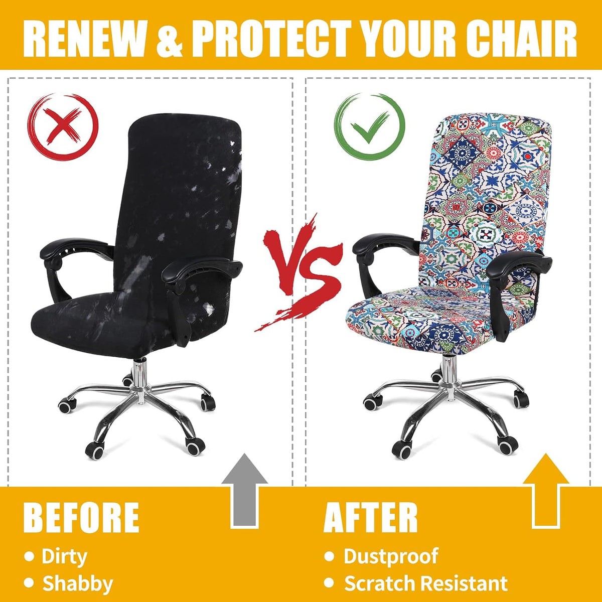 Stretch Printed Office Computer Desk Chair Covers, Colorful