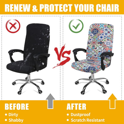 Stretch Printed Office Computer Desk Chair Covers, Colorful