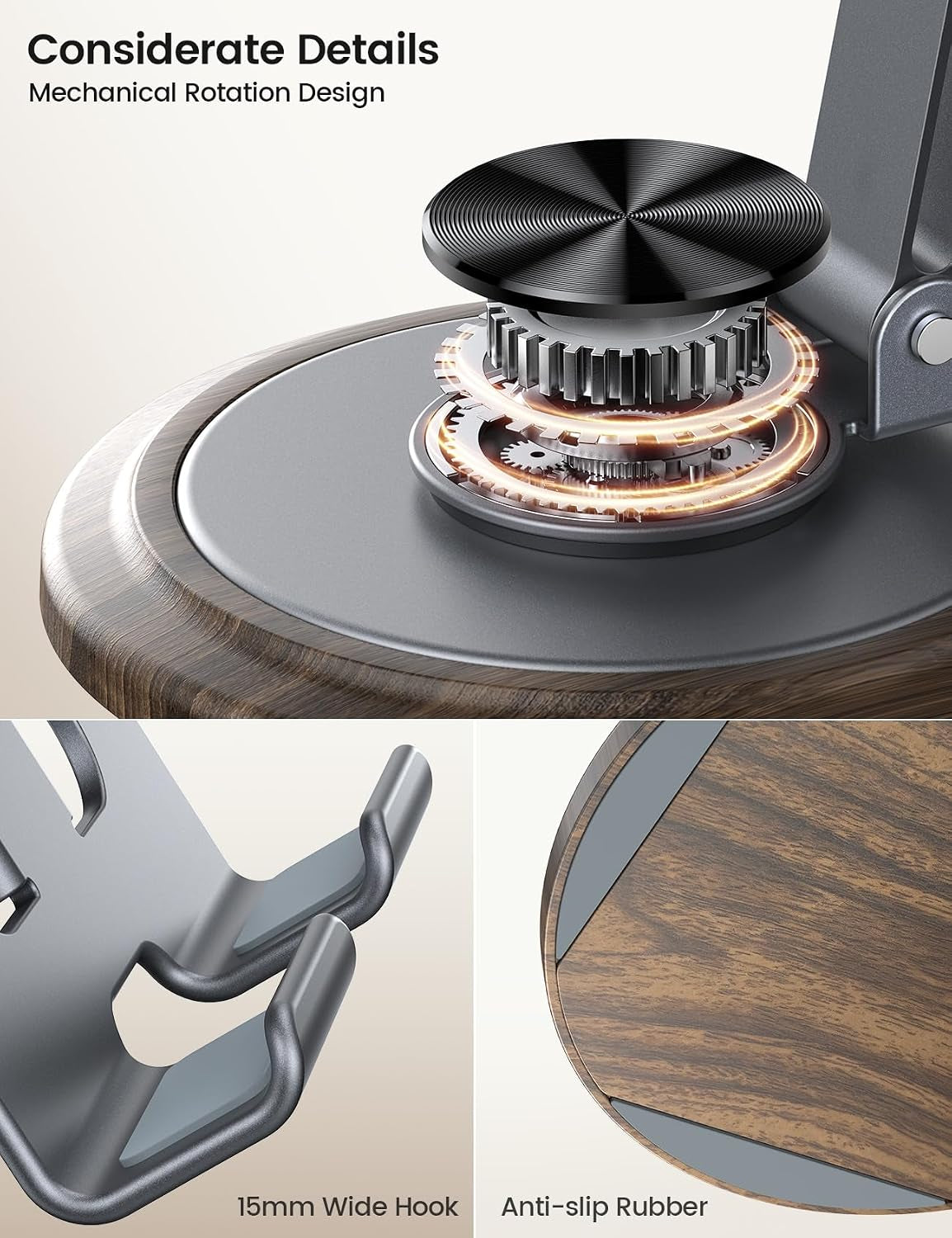 Sturdy Grey Phone Stand, Desk Accessories for Men