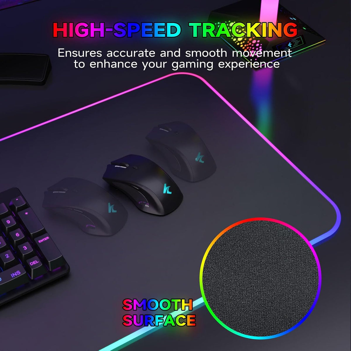 Charging RGB Gaming Mouse Pad - Wireless 15W Mousepad LED Extra Large Mouse Mat 80 * 30Cm, 10 Light Modes Gaming Room Accessories, Computer Keyboard Mat Fast Charging Desk Mat for Gaming, Black
