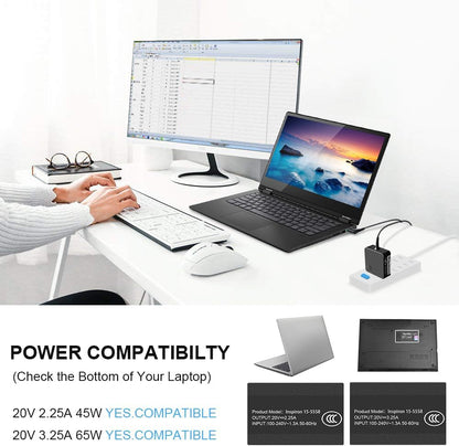 Charger Compatible with Lenovo Laptop Computer 65W 45W round Tip Power Supply AC Adapter