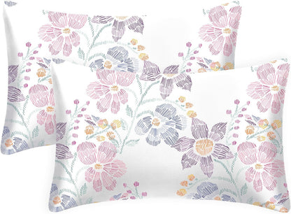 Satin Pillowcase for Hair and Skin Queen - Flower Silk Pillowcase 2 Pack 20X30 Inches - Satin Pillow Cases Set of 2 with Envelope Closure