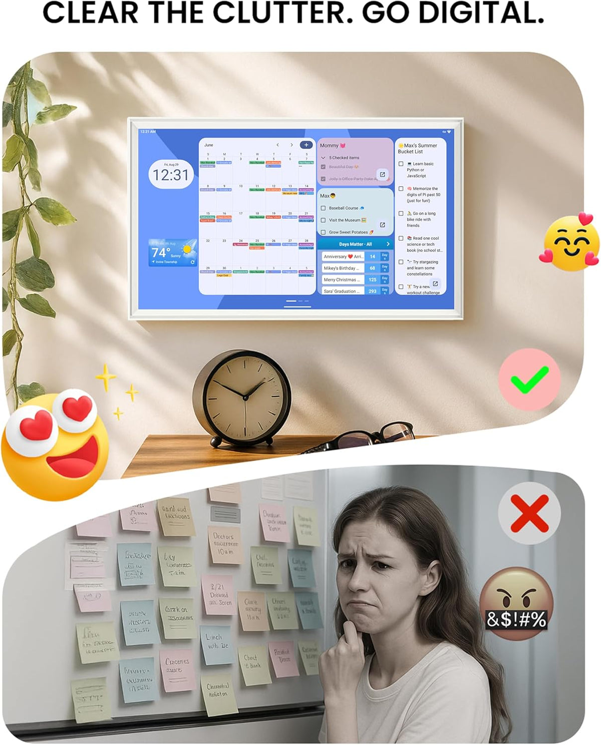 Digital Calendar Wall Touch Screen, Wall Calendar, (24/32 Inch Smart Digital Calendar Family Schedules, Meal Planning, Business Chore Chart/) (24 Inch)