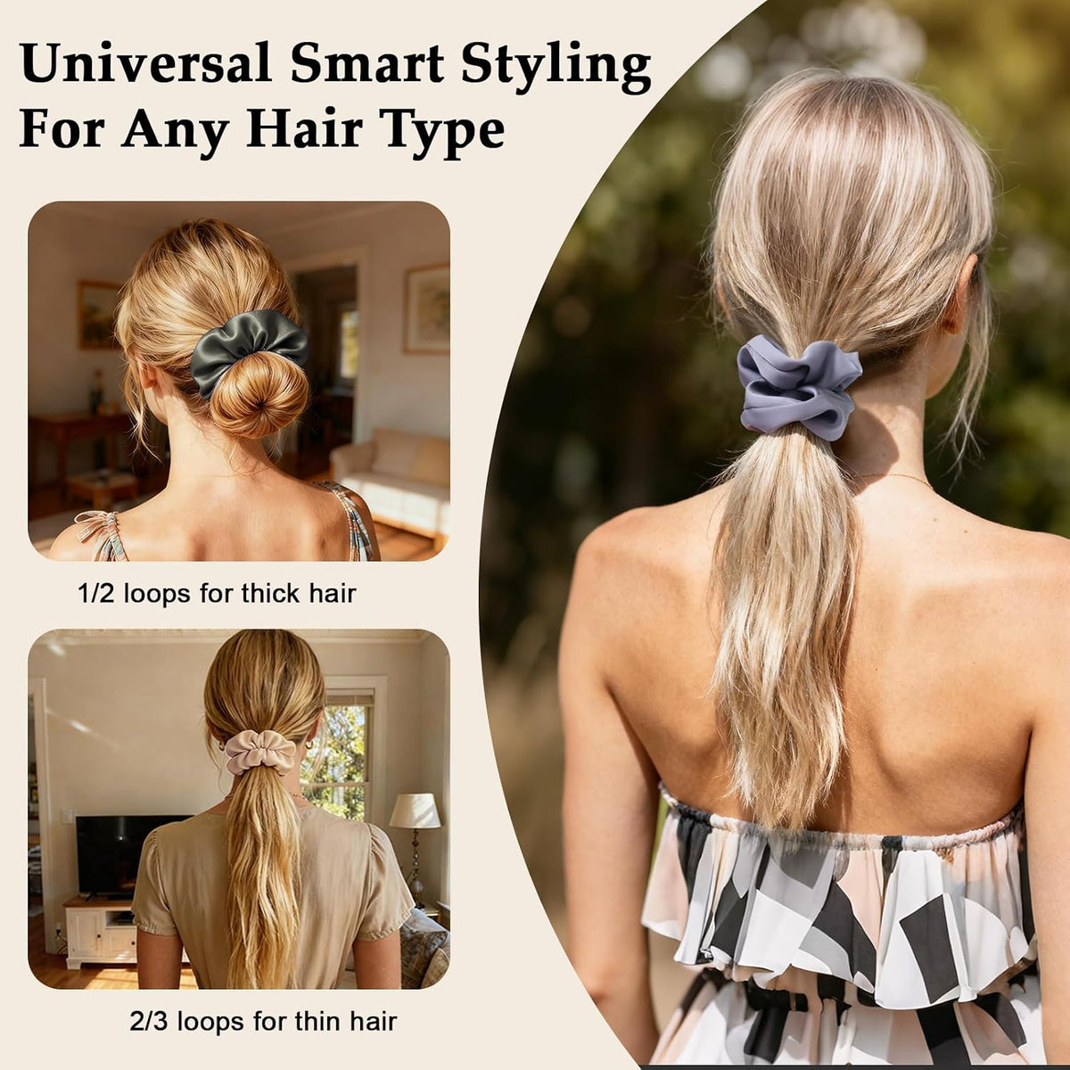 Satin Scrunchies for Women – 8PCS Morandi Neutral Silk Hair Ties – No Crease, Frizz-Free, Elegant & Minimalist Hair Bands for Thick & Thin Hair, Sophisticated Hair Accessories Gifts