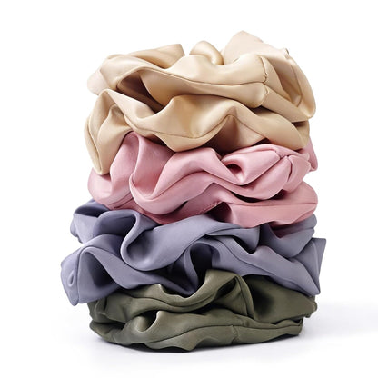 Satin Scrunchies for Women – 8PCS Morandi Neutral Silk Hair Ties – No Crease, Frizz-Free, Elegant & Minimalist Hair Bands for Thick & Thin Hair, Sophisticated Hair Accessories Gifts