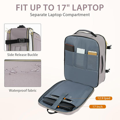 Laptop Backpack Computer Backpack 17 Inch Men-Beige/Dusty Pink/Grey