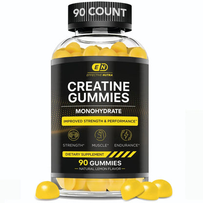 Creatine Gummies for Men & Women - Creatine Monohydrate Gummies for Strength, Muscle, Energy - Natural Lemon Flavor (90Ct)