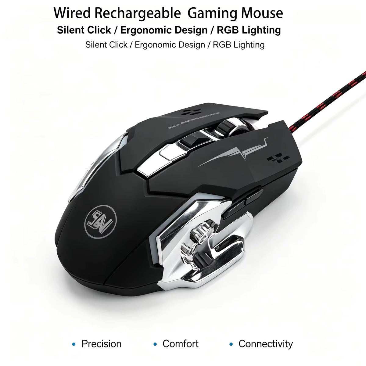 Wireless/Wired 2.4G RGB Backlit Mechanical Feel Mouse DPI Adjustable Rechargeable Ergonomic Gaming Mouse for PC Computer Laptop