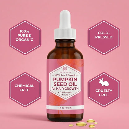 Organic Pumpkin Seed Oil, 4 Oz, Pure Cold Pressed Unrefined Hexane Free Oil for Hair Growth, Scalp, Skin and Face, Made in USA with USA Grown Seeds