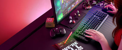 Hyperx Eve 1800 – Gaming Keyboard, 1800 Form Factor,10 Zone Customizable RGB Lighting, Built-In Media Buttons, Membrane Switches, – Black